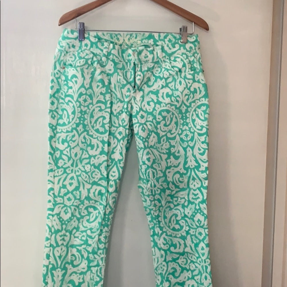 Old Navy Rockstar Green & White patterned Jeans - NWOT